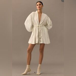 Anthropologie Love The Label Utility Mini Dress Cream Size Large